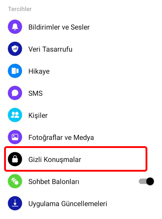 Messenger Gizli Konuşmalar