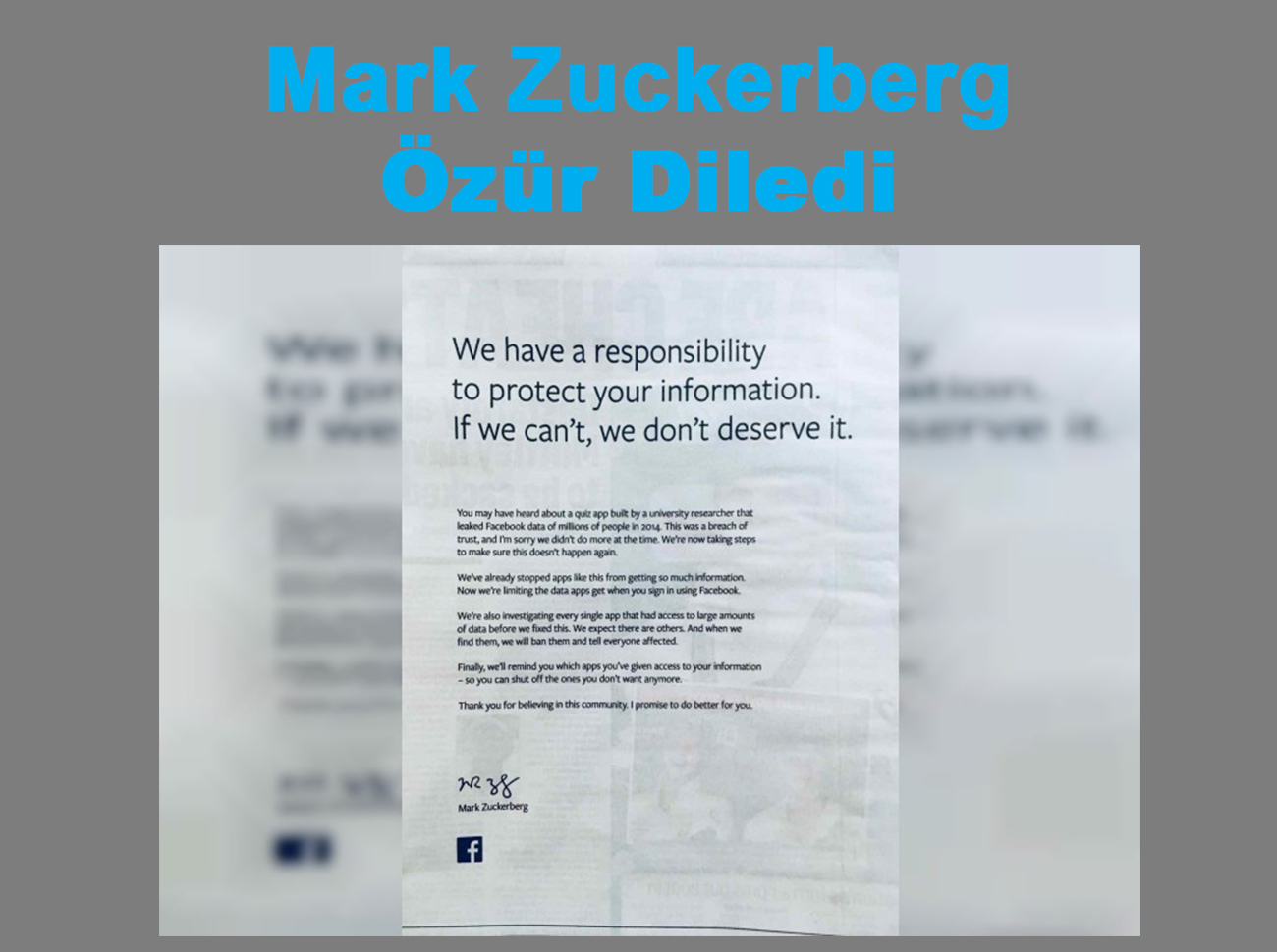 Mark Zuckerberg Herkesten Özür Diledi